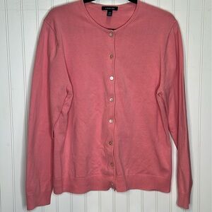 Lands End Pink Button Up Cardigan Size Large Tall